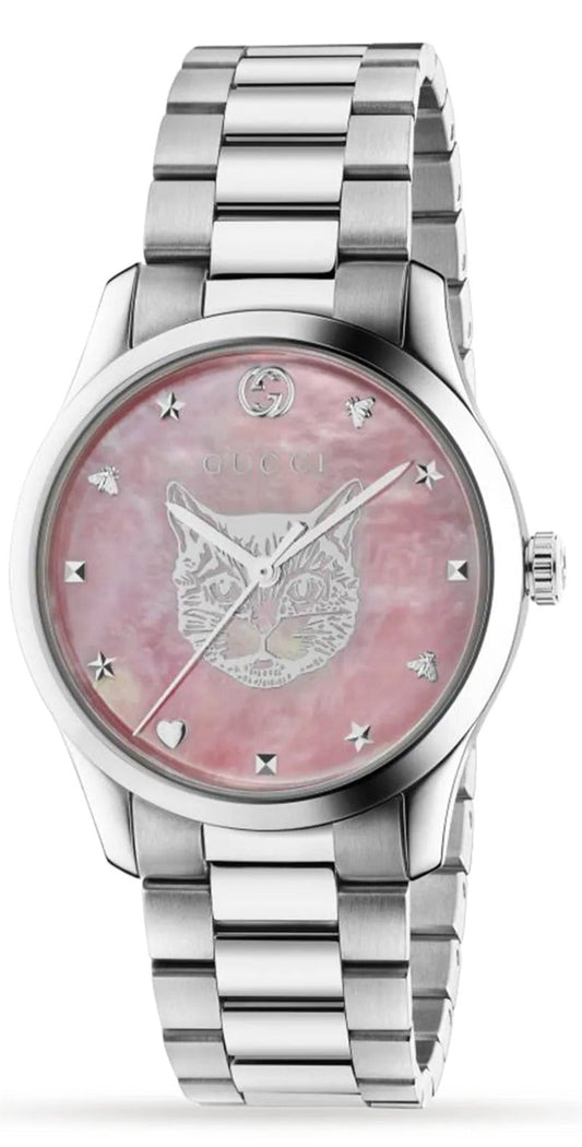 Gucci G Timeless Quartz Pink Dial Silver Steel Strap Unisex Watch - YA1264166