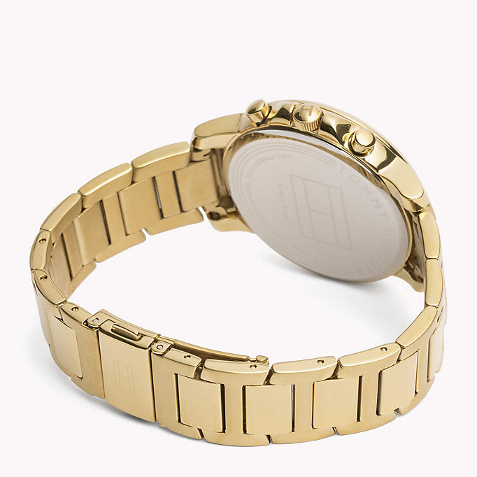 Tommy Hilfiger Claudia White Dial Gold Steel Strap Watch for Women - 1781742