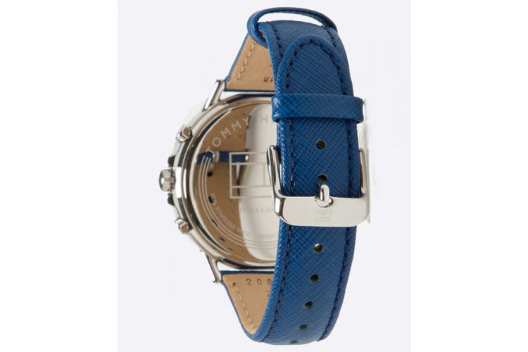 Tommy Hilfiger Carly Silver Dial Blue Leather Strap Watch for Women - 1781791