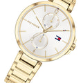 Tommy Hilfiger Angela White Dial Gold Steel Strap Watch for Women - 1782128