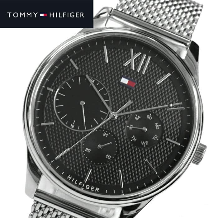 Tommy Hilfiger Damon Quartz Chronograph Black Dial Silver Mesh Bracelet Watch for Men - 1791415