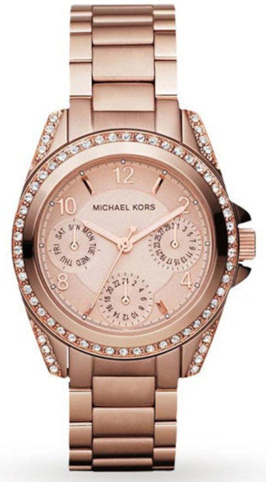 Michael Kors Blair Rose Gold Dial Rose Gold Steel Strap Watch for Women - MK5613