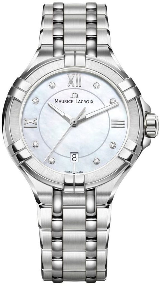 Maurice Lacroix Aikon White Mother of Pearl Dial Silver Steel Strap Watch for Women - AI1004-SS002-170-1