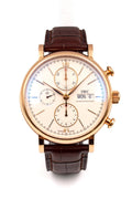 IWC Portofino Chronograph 42mm White Dial Brown Leather Strap Watch for Men - IW391025