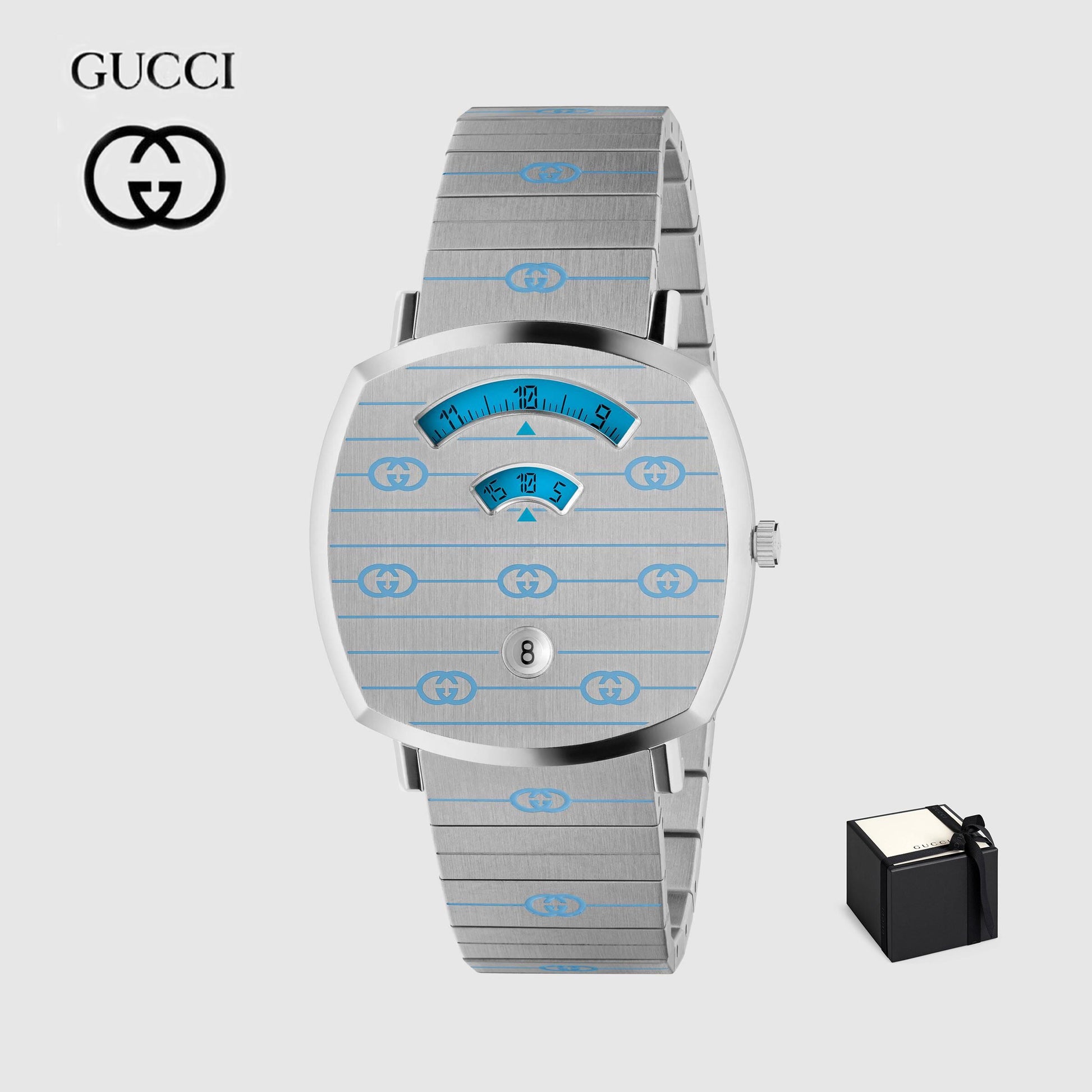 Gucci Grip Quartz Silver Dial Silver Steel Strap Watch For Women - YA157437