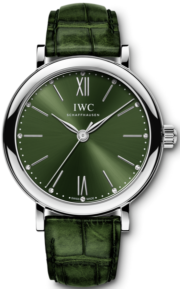 IWC Portofino Automatic Green Dial Green Leather Strap Watch for Women - IW357405
