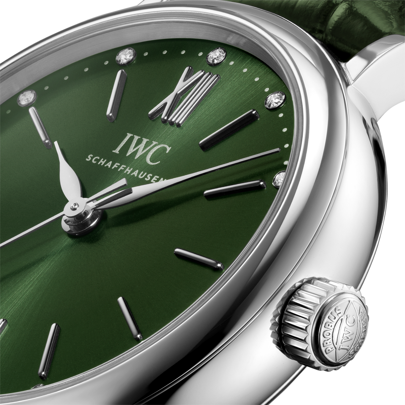 IWC Portofino Automatic Green Dial Green Leather Strap Watch for Women - IW357405