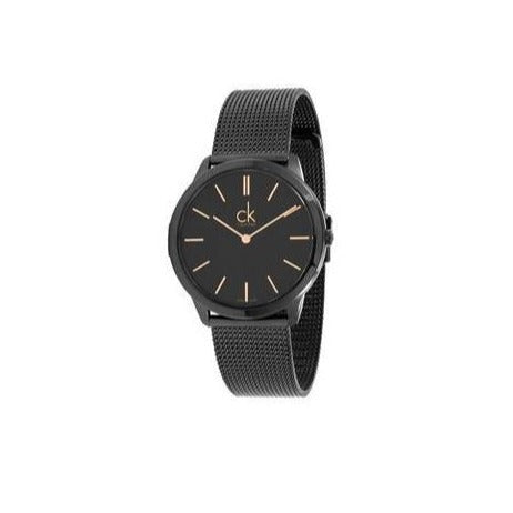 Calvin Klein Minimal Black Dial Black Mesh Bracelet Watch for Men - K3M21421