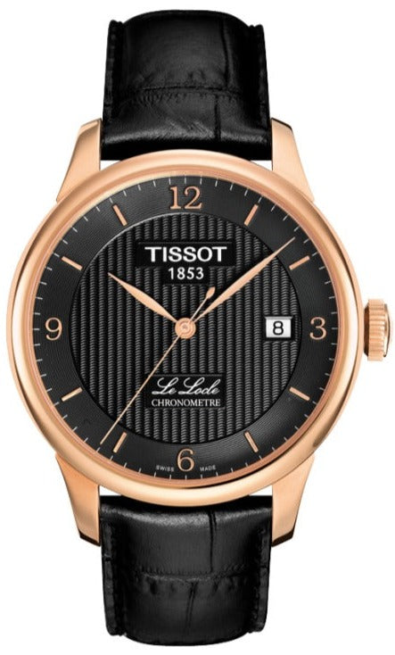 Tissot Le Locle Chronometer Black Dial Black Leather Strap Watch For Men - T006.408.36.057.00