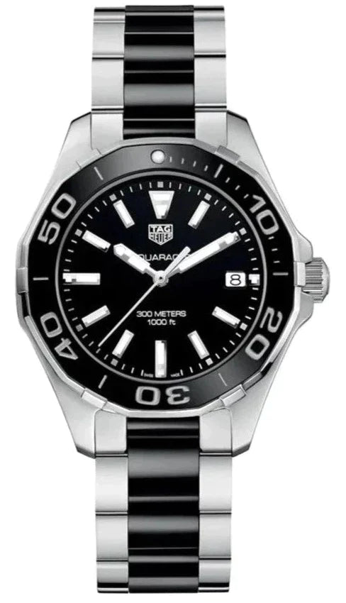 Tag Heuer Aquaracer Quartz Black Dial Two Tone Steel Strap Watch for Men - WAY131A.BA0913
