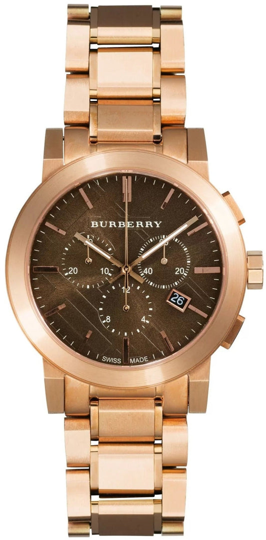 Burberry The City Grey Dial Rose Gold Steel Strap Watch for Men - BU9353