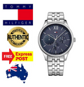 Tommy Hilfiger Damon Chronograph Blue Dial Silver Steel Strap Watch for Men - 1791416