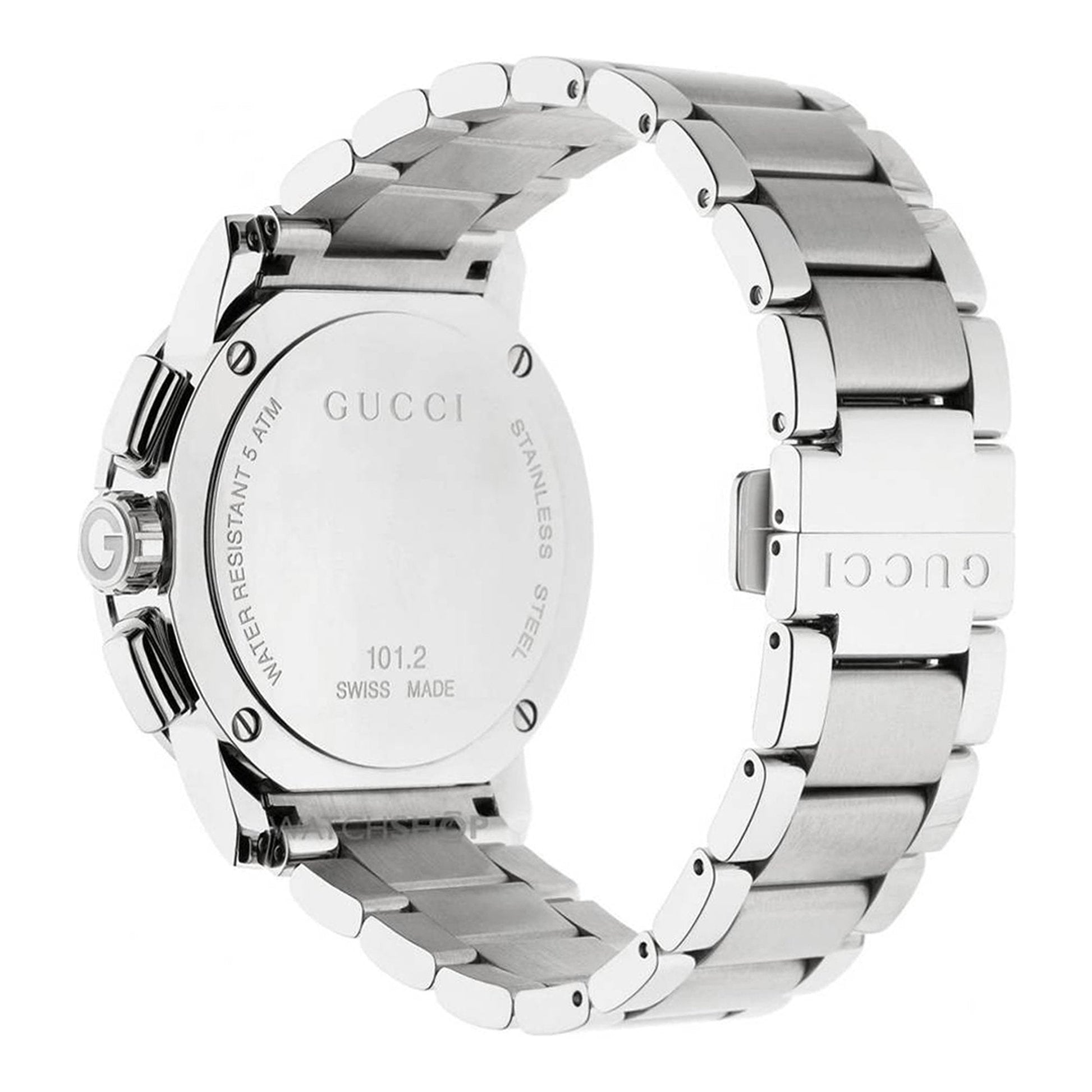 Gucci G Chrono Black Dial Silver Steel Strap Watch For Men - YA101204