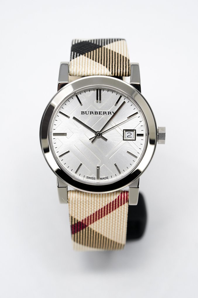 Burberry The City White Dial Beige Leather Strap Watch for Women - BU9113
