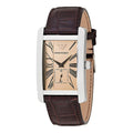 Emporio Armani Classic Beige Dial Brown Leather Strap Watch For Men - AR0154