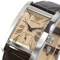 Emporio Armani Classic Beige Dial Brown Leather Strap Watch For Women - AR0155