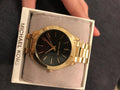 Michael Kors Runway Black Dial Gold Steel Strap Watch for Women - MK3478