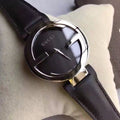 Gucci G Interlocking Black Dial Black Leather Strap Watch For Women - YA133301