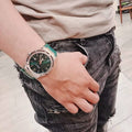 Salvatore Ferragamo F-80 Classic Green Dial Green Leather Strap Watch for Men - SFDT00519