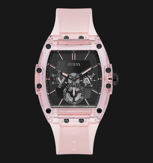 Guess Sporting Limited Edition Black Dial Pink Rubber Strap Watch for Women - GW0032G1