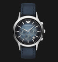 Emporio Armani Classic Chronograph Blue Dial Blue Leather Strap Watch For Men - AR2473