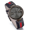 Gucci Interlocking Black Dial Red & Green Leather Strap Watch For Men - YA133206