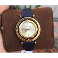 Michael Kors Averi Gold Dial Blue Leather Strap Watch for Women - MK2526