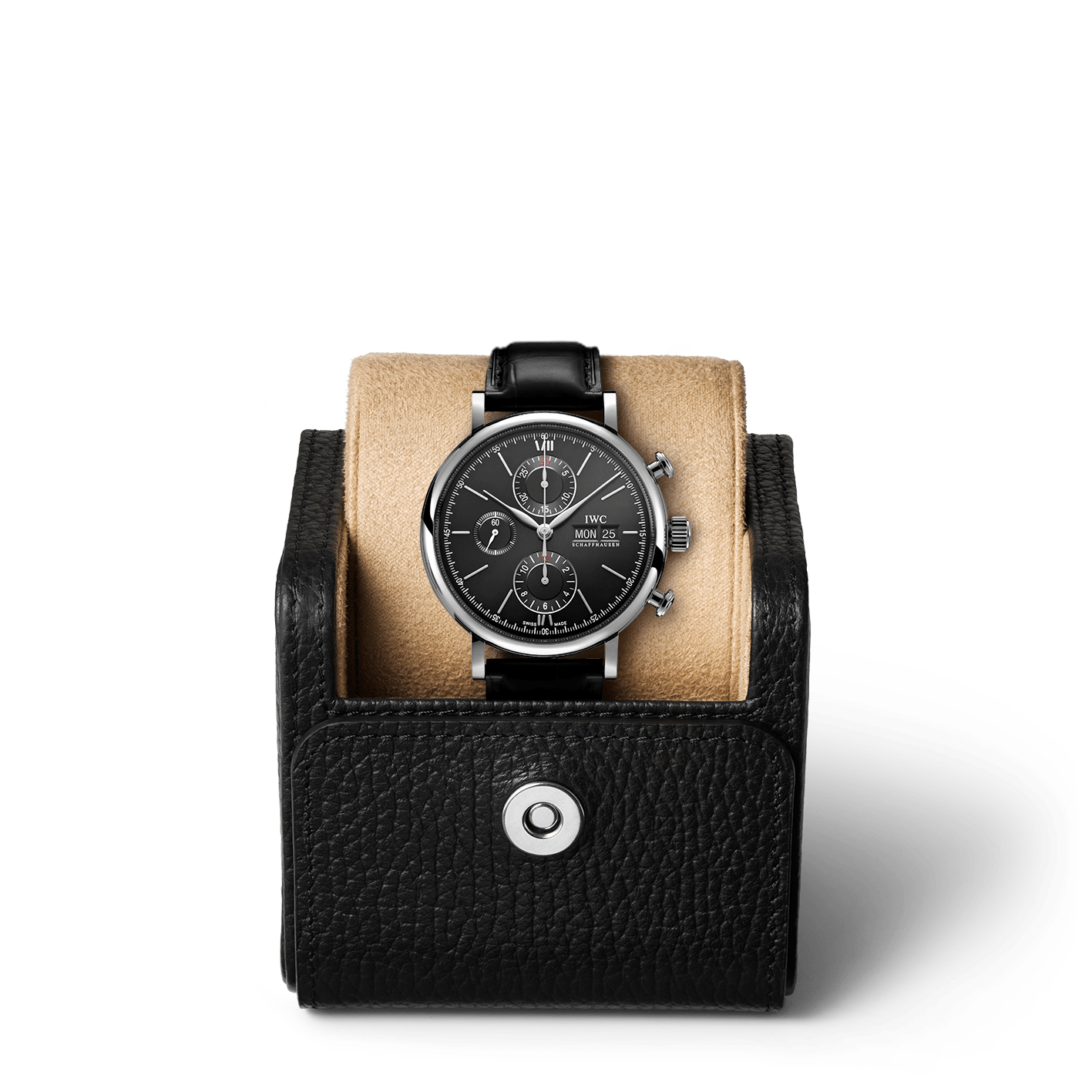 IWC Portofino Chronograph Black Dial Black Leather Strap Watch for Men - IW391029