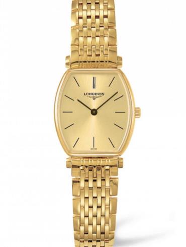 Longines La Grande Classique Tonneau Yellow Gold Dial Gold Mesh Bracelet Watch for Women - L4.205.2.32.8