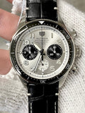 Tag Heuer Autavia Chronometer Flyback Chronograph Silver Dial Black Leather Strap Watch for Men - CBE511B.FC8279