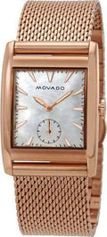 Movado Heritage White Mother of Pearl Dial Rose Gold Mesh Bracelet Watch For Women - 3650041