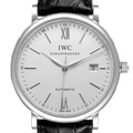 IWC Portofino Automatic White Dial Black Leather Strap Watch for Men - IW356501