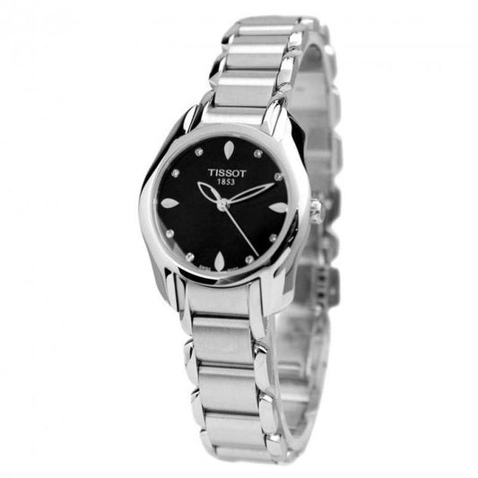 Tissot T Wave Black Dial Two Tone Steel Strap Watch For Women - T023.210.11.056.00
