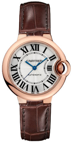Cartier Ballon Bleu De Cartier Silver Dial Brown Leather Strap Watch for Women - W6920097