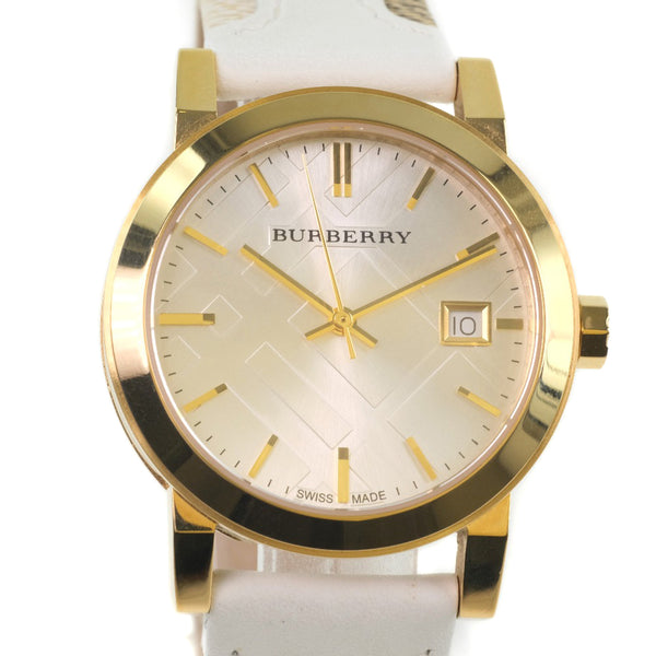 Burberry The City White Dial White Leather Strap Watch for Women - BU9110