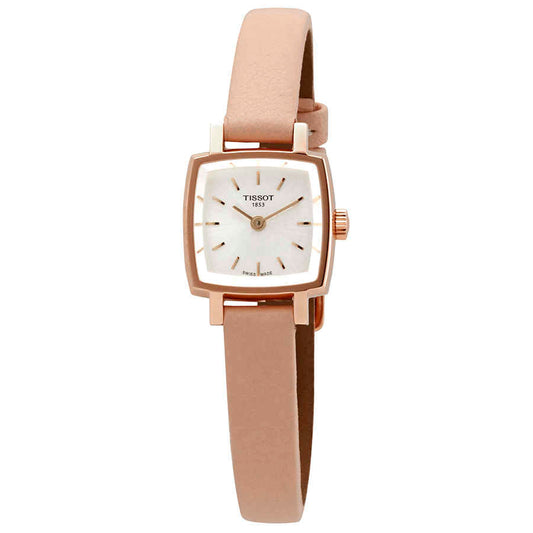 Tissot T Lady Lovely Square White Dial Pink Leather Strap Watch For Women - T058.109.36.031.00