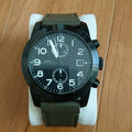 Marc Jacobs Larry Chronograph Black Dial Olive Leather Strap Watch for Men - MBM5034