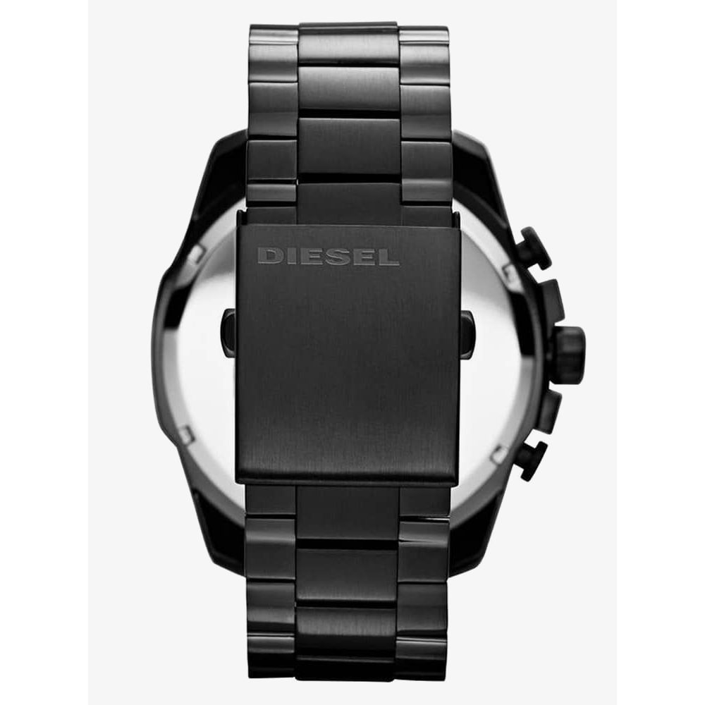 Diesel Mega Chief Chronograph Black Dial Black Steel Strap Watch For Men - DZ4283