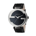 Gucci Interlocking G Black Dial Black Leather Strap Watch For Men - YA133205