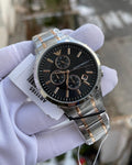 Emporio Armani Chronograph Black Dial Two Tone Steel Strap Watch For Men - AR11165