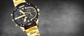 Diesel Mr Daddy 2.0 Black Dial Gold Steel Strap Watch For Men - DZ7333