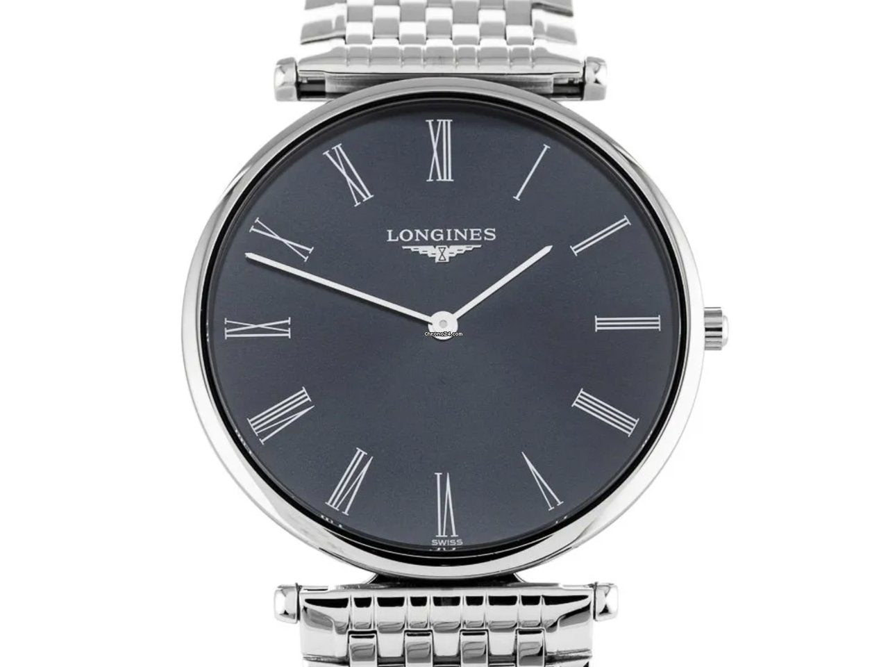 Longines La Grande Classique Quartz Diamonds Black Dial Silver Mesh Bracelet Watch for Women - L4.755.4.58.6