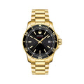 Movado Series 800 Black Dial Gold Steel Strap Watch For Men - 2600145