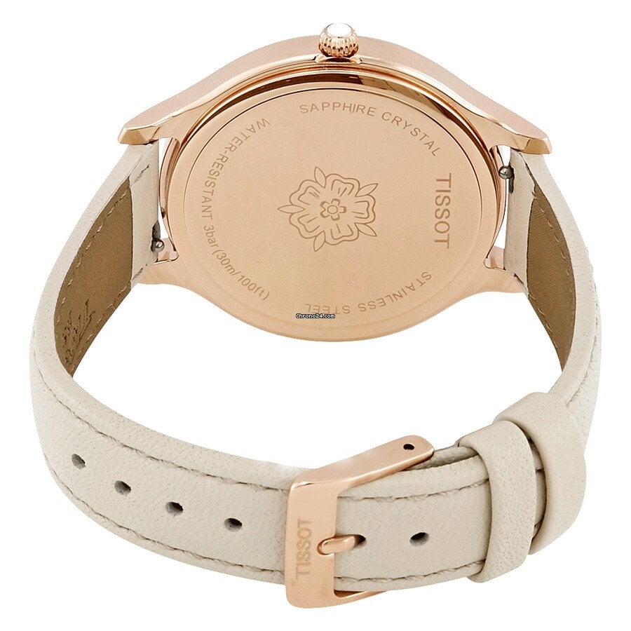 Tissot T Lady Bella Ora Round White Dial Beige Leather Strap Watch For Women - T103.210.36.018.00