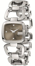 Gucci G Gucci Brown Dial Silver Steel Strap Watch For Women - YA125503