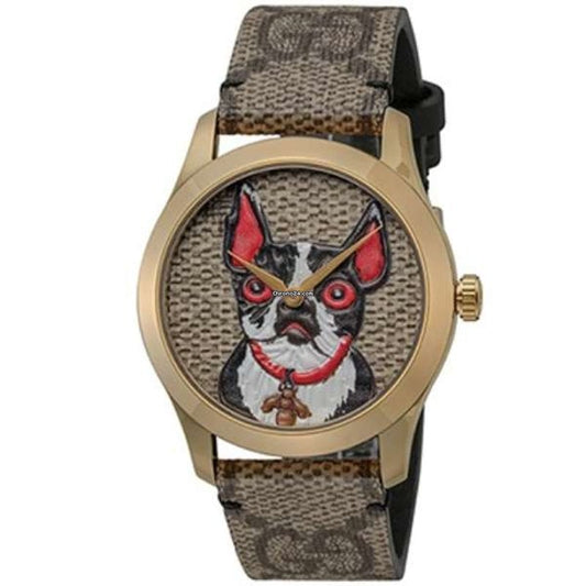 Gucci G Timeless Brown Dial Brown Leather Strap Watch For Women - YA1264056