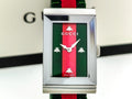 Gucci G Frame Green and Red Mother of Pearl Dial Green and Red Nylon Strap Watch For Women - YA147404