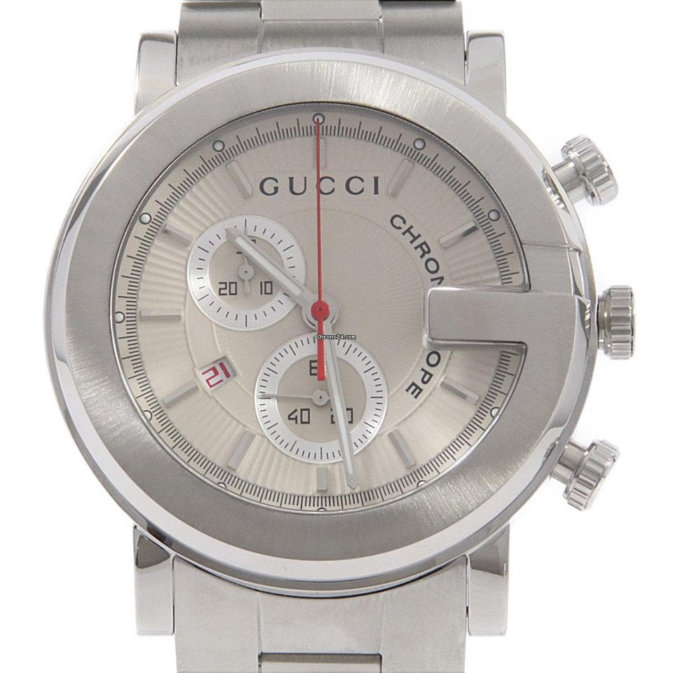 Gucci G Chrono 101 Series White Dial Silver Steel Strap Watch For Men - YA101339