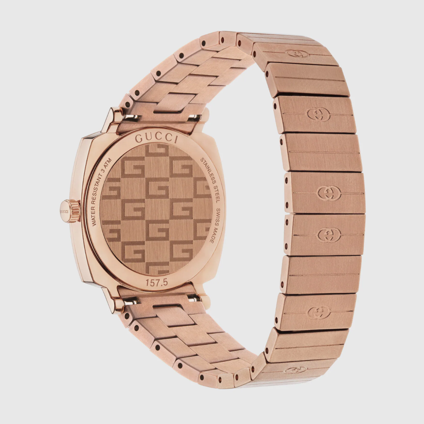 Gucci Grip Quartz Rose Gold Dial Rose Gold Steel Strap Watch For Women - YA157505