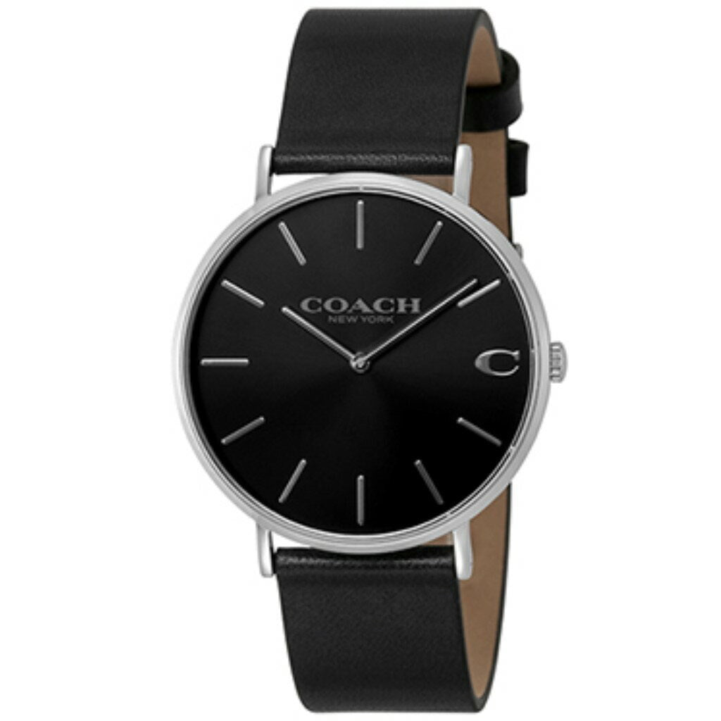 Coach Charles Black Dial Black Leather Strap Watch for Men - 14602149